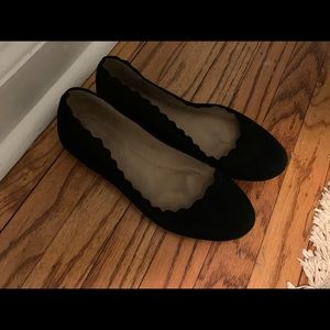 Black suede rick rack flats